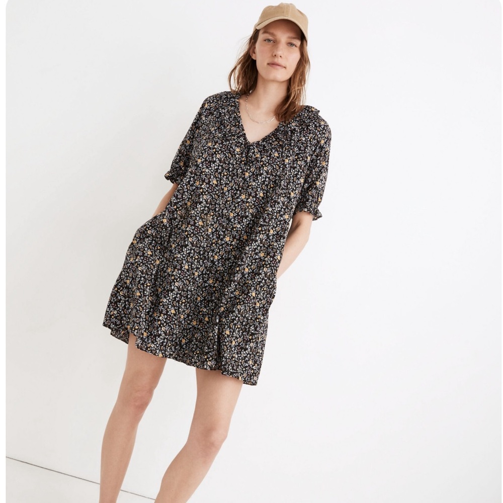 Madewell ruffle button front trapeze dress in folk magic floral